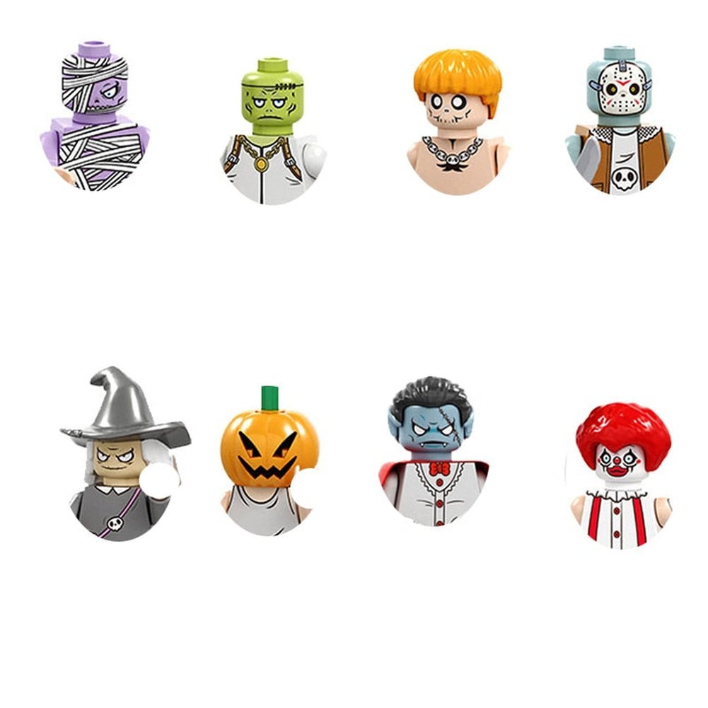 Halloween Building Block Action Figures Pumpkin Ghost Witch Zombie Vampire Horror Character Mini Dolls Bricks Children Toys Jurassic Bricks