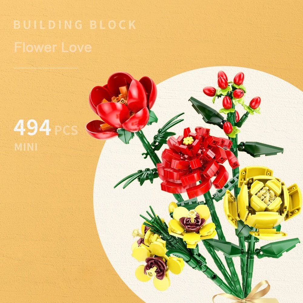 Rose Flowers Bouquet Building Block 3D Model Toy Valentine Day Rose Flower  Romantic Kit Assembly Building Toys Girl Gifts