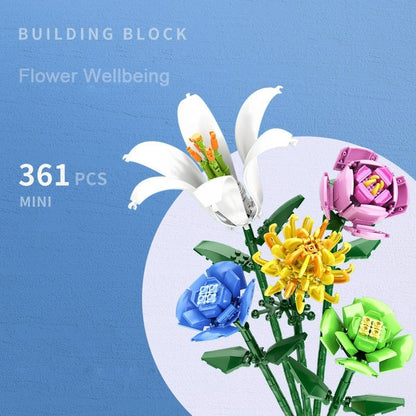 Custom MOC Same as Major Brands! Flowers Bouquet Model Toy Mini Build Blocks for Girl Plant Potted Assemble Brick Decoration Holiday Girlfriend