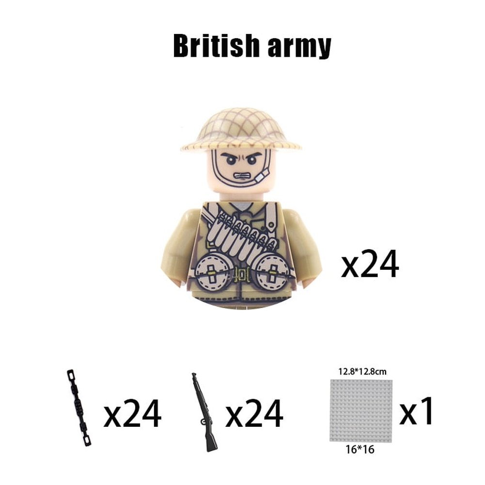 Kids Building Blocks Toy Military Figures Brick Britain US Germany Soviet Italy France Army Soldier Weapon Model Christmas Gifts Jurassic Bricks