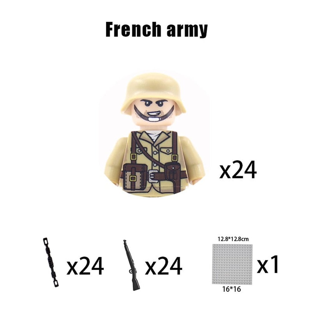 Kids Building Blocks Toy Military Figures Brick Britain US Germany Soviet Italy France Army Soldier Weapon Model Christmas Gifts Jurassic Bricks