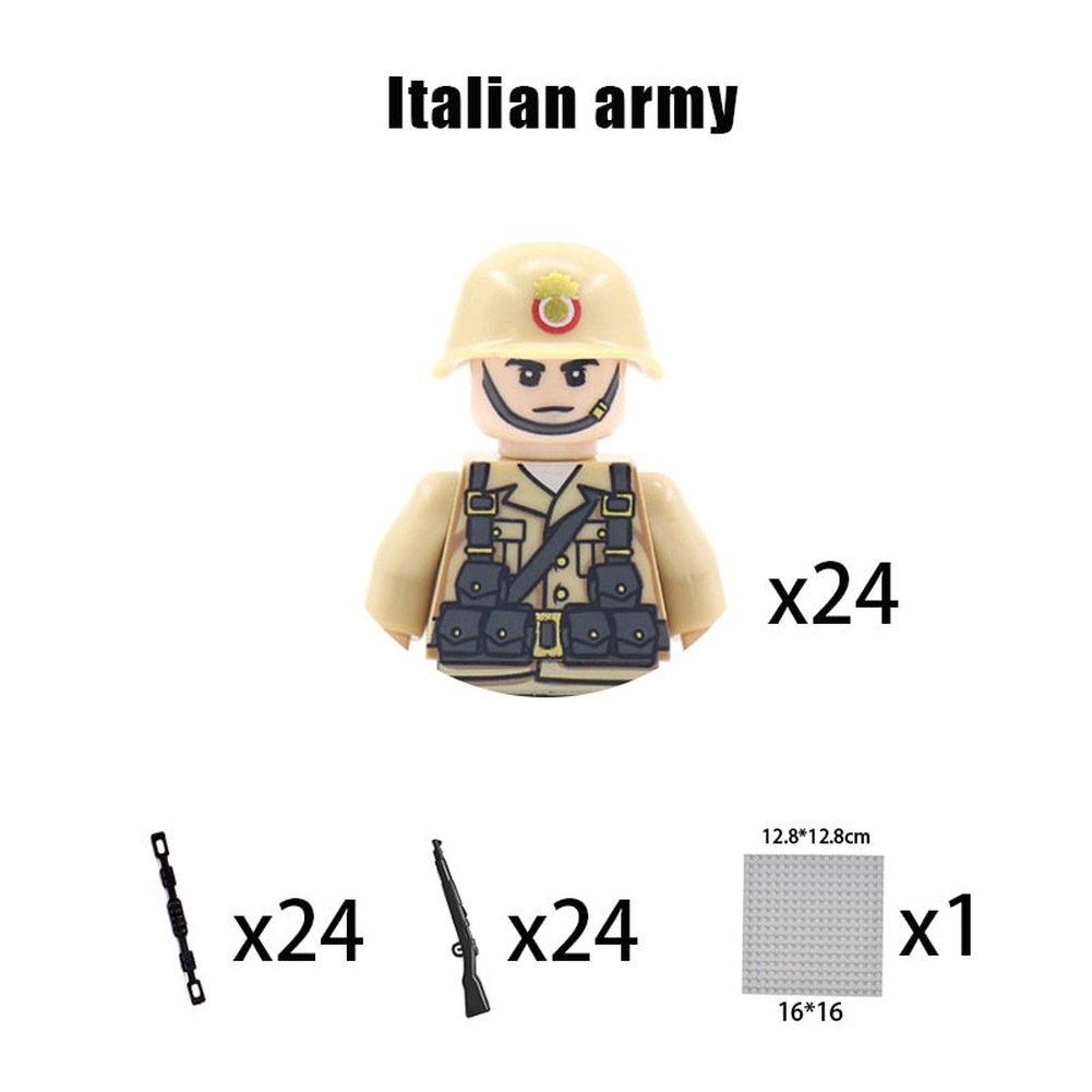 Kids Building Blocks Toy Military Figures Brick Britain US Germany Soviet Italy France Army Soldier Weapon Model Christmas Gifts Jurassic Bricks