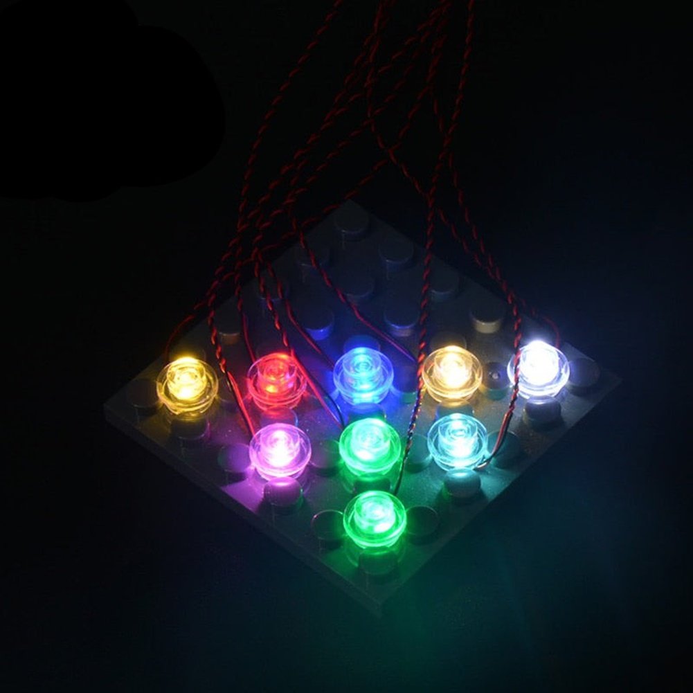 LED 1pcs Led Bit Light For Lego Building Blocks Model With 0.8mm Plug DIY Customized Your Own Light Terminal Wire Harness Jurassic Bricks