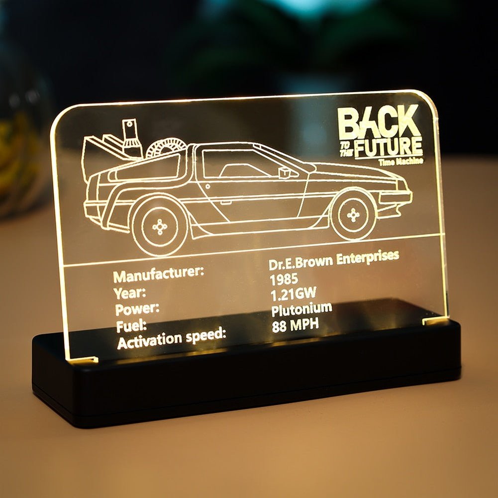 Custom MOC Same as Major Brands! LED Light  Acrylic Display Board Sign Plate Nameplate For Back to the Future Time Machine 10300 Building Blocks Bricks Toys Set