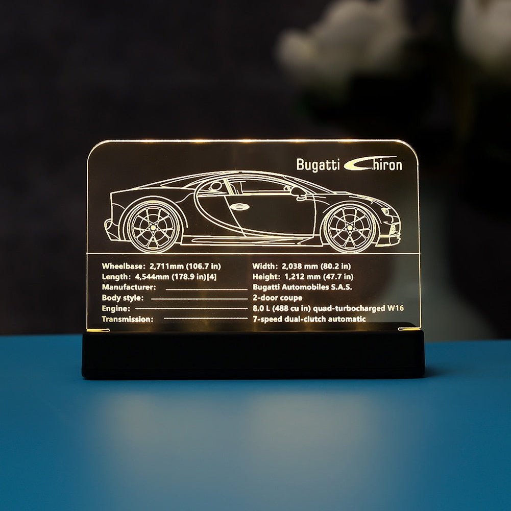 LED Light  Acrylic Display Board Sign Plate Nameplate For Bugatti Chiron 42083 Building Blocks Bricks Toys Set Jurassic Bricks