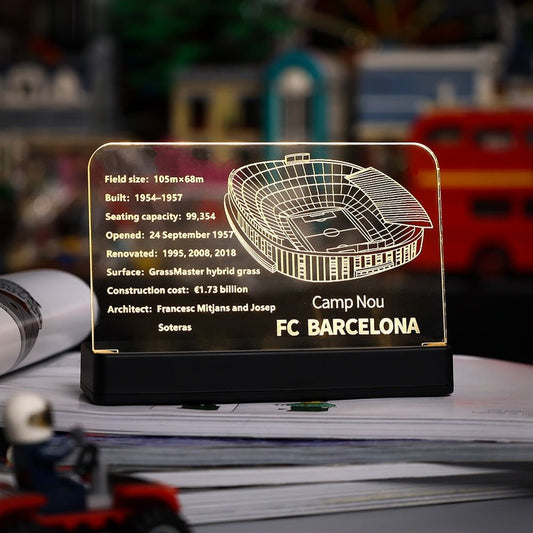 LED Light  Acrylic Display Board Sign Plate Nameplate For Camp Nou – FC Barcelona 10284 Building Blocks Bricks Toys Set Jurassic Bricks