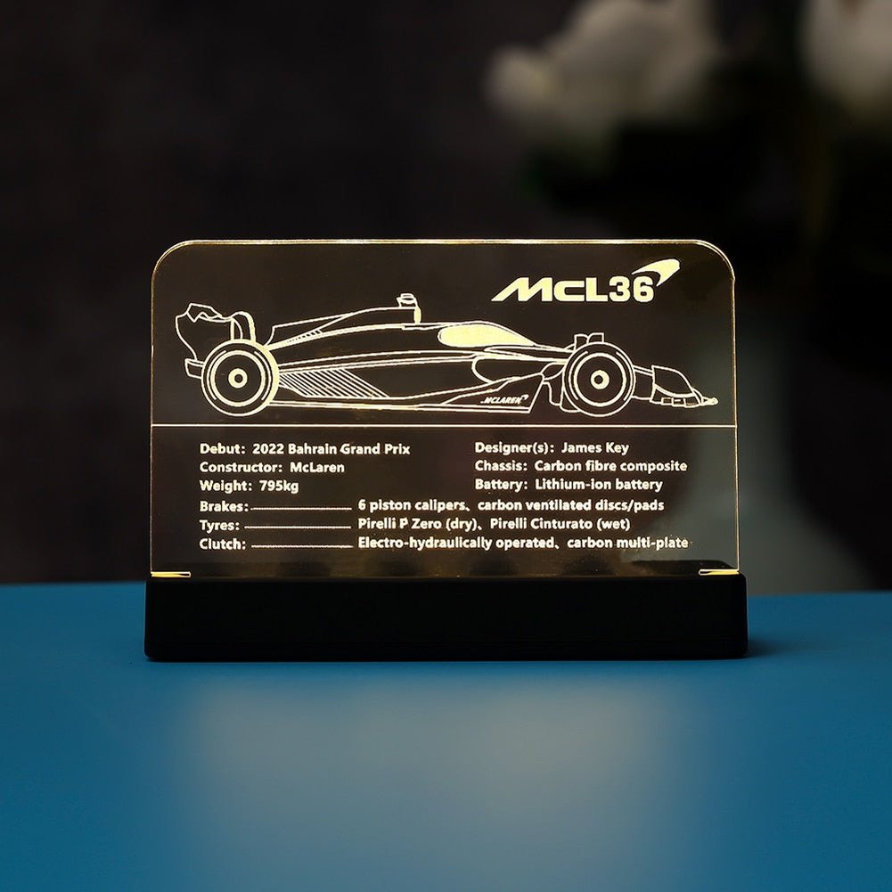 LED Light  Acrylic Display Board Sign Plate Nameplate For Formula 1 Race Car 42141 Building Blocks Bricks Toys Set Jurassic Bricks