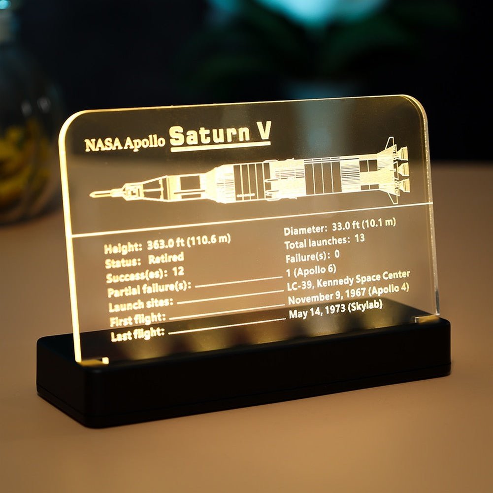 LED Light  Acrylic Display Board Sign Plate Nameplate For The Apollo Saturn V Launch Vehicl 21309 Building Blocks Bricks Toy Set Jurassic Bricks