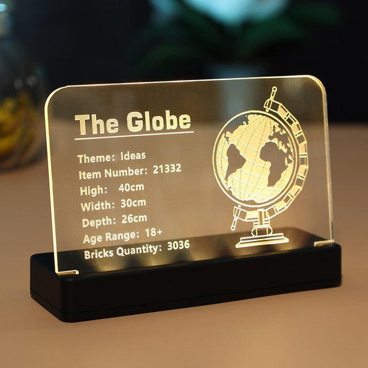 LED Light  Acrylic Display Board Sign Plate Nameplate For The Globe 21332 Building Blocks Bricks Toys Set Jurassic Bricks