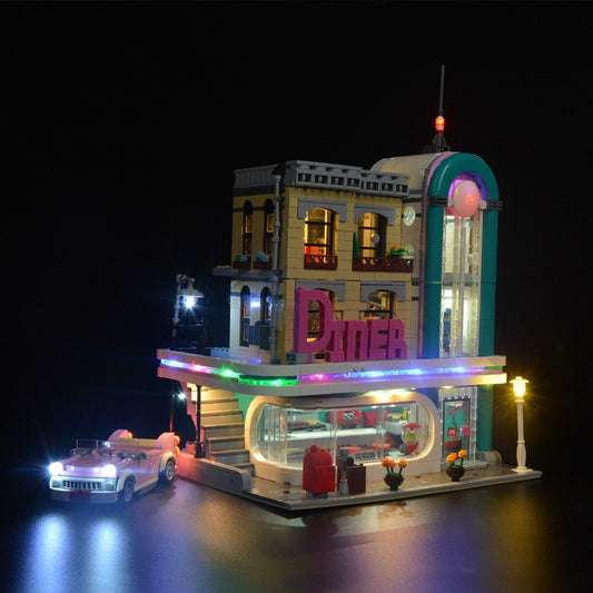 LED Lighting Set DIY Toys For 10260 Creator Downtown Diner Building Block Lighting (Not Included Building Blocks) Jurassic Bricks