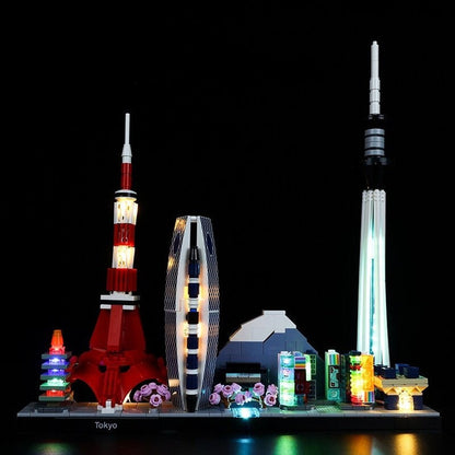 LED Lighting Set DIY Toys for Architecture 21051 Tokyo Skyline Blocks Building Jurassic Bricks
