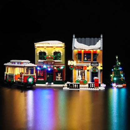 LED Lighting Set For 10308 Christmas High Street (Not Included Building Blocks) Holiday Decoration DIY Jurassic Bricks