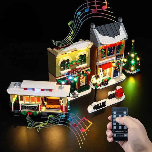 LED Set Remote Control Sound For 10308 Christmas High Street (Not Included Building Blocks) Holiday Decoration DIY Jurassic Bricks