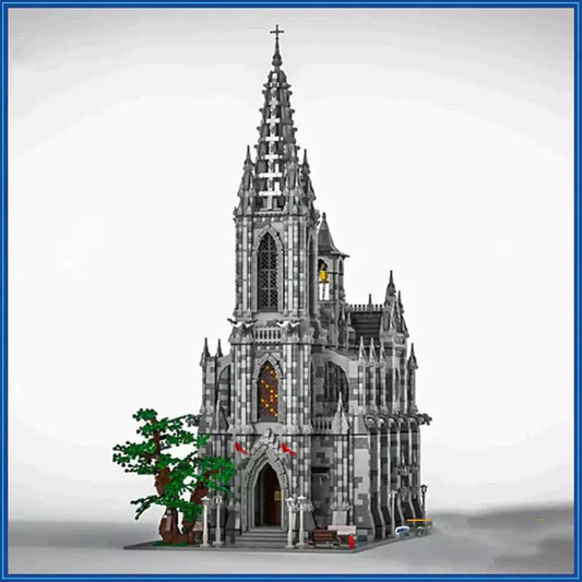 MOC Building Block Modular Cathedral Technology Bricks The Medieval Times DIY Castle Assembled Architecture Model Child Toys Jurassic Bricks