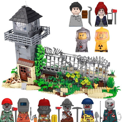 Custom MOC Same as Major Brands! MOC Horror Movie Mini Action Zombie Figures Walking Dead Safe House Building Blocks Post Ruins City Halloween Bricks Toys