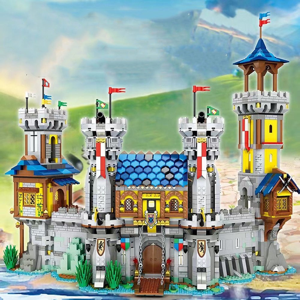 Custom MOC Same as Major Brands! Soldier Medieval Lion Country Castle Building Block City Gate Knight Siege Bridge Medieval Windmill Bricks Model Set Toys Kids