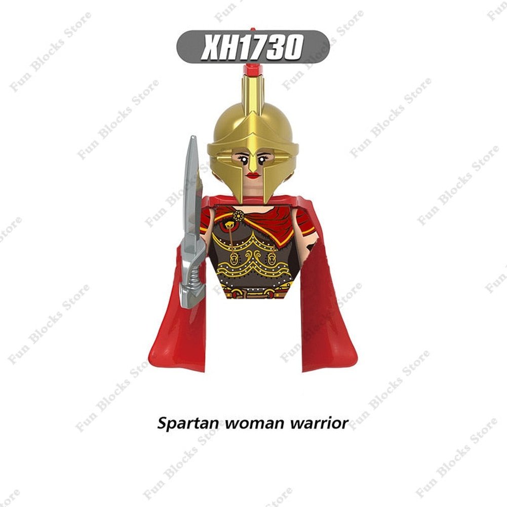 Military Minfigure Minifig Medieval Figures Building Blocks Roman Spartan Soldier Bricks Helmet Sword Accessories MOC Gifts Toys Jurassic Bricks