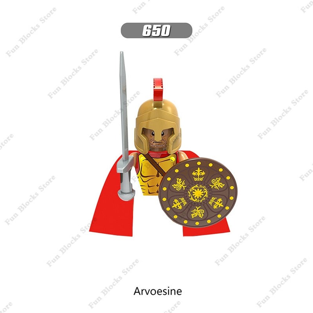 Military Minfigure Minifig Medieval Figures Building Blocks Roman Spartan Soldier Bricks Helmet Sword Accessories MOC Gifts Toys Jurassic Bricks