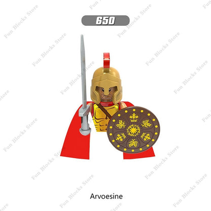 Military Minfigure Minifig Medieval Figures Building Blocks Roman Spartan Soldier Bricks Helmet Sword Accessories MOC Gifts Toys Jurassic Bricks