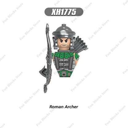 Military Minfigure Minifig Medieval Figures Building Blocks Roman Spartan Soldier Bricks Helmet Sword Accessories MOC Gifts Toys Jurassic Bricks