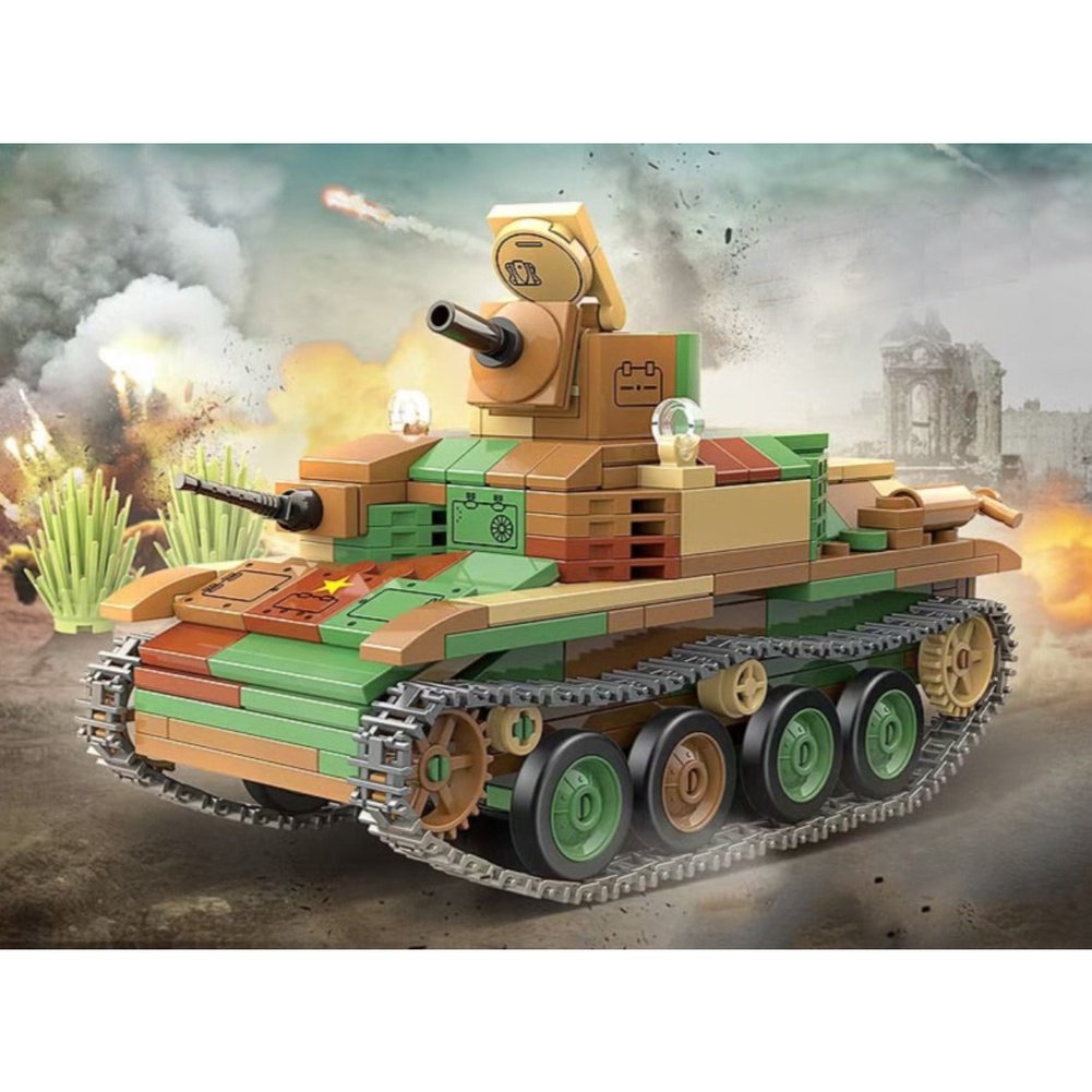 Military WW2 Heavy Armored Vehicle Type 92 Track Battle Tank Army Weapon Building Blocks Kit Bricks Classic Model Toys Boy Gifts Jurassic Bricks