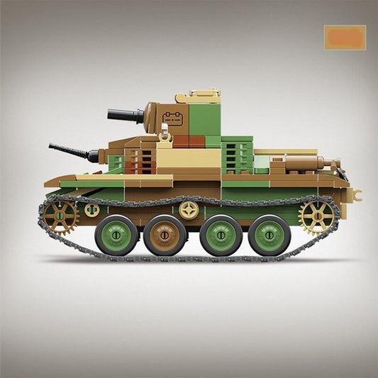 Military WW2 Heavy Armored Vehicle Type 92 Track Battle Tank Army Weapon Building Blocks Kit Bricks Classic Model Toys Boy Gifts Jurassic Bricks