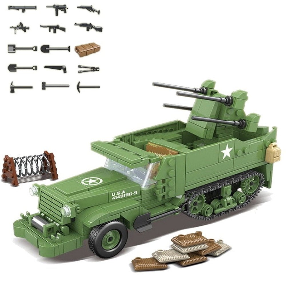 Military WW2 Heavy Armored Vehicle Type 92 Track Battle Tank Army Weapon Building Blocks Kit Bricks Classic Model Toys Boy Gifts Jurassic Bricks
