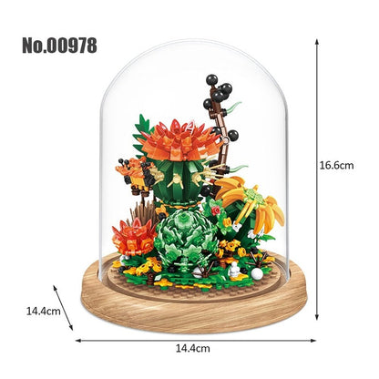 Mini Building Blocks Flower Peach Blossom Peony Flower Plum Bird Potted 3D Model Ornaments Children&#39;s Educational Toys Girl Gift Jurassic Bricks