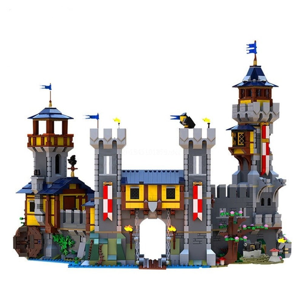 Moc City Architecture Medieval Castle Black Falconed Building Blocks Set Compatible 31120 Bricks Construction Toy Kids Gifts, 2583PCS