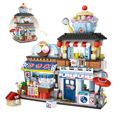 Custom MOC Same as Major Brands! New Creative Sea Fish Food House Model Building Block MOC Retail Store With Figure Dolls Bricks Sets  Toys Kids