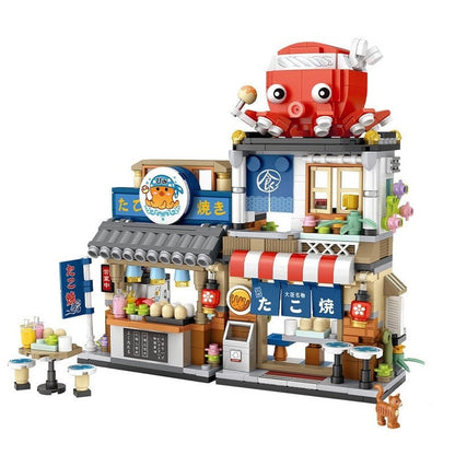 New Creative Sea Fish Food House Model Building Block MOC Retail Store With Figure Dolls Bricks Sets Boys Toys Kids Gifts Jurassic Bricks
