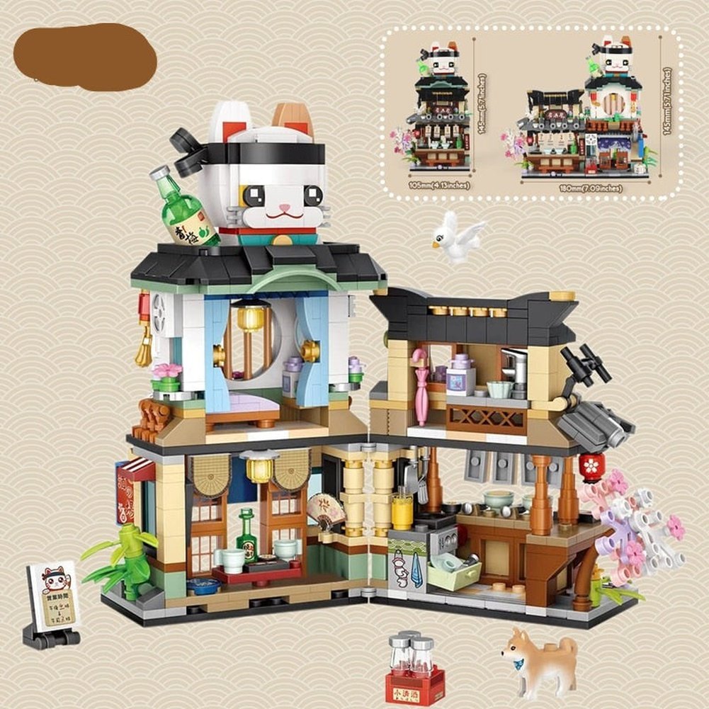 New Creative Sea Fish Food House Model Building Block MOC Retail Store With Figure Dolls Bricks Sets Boys Toys Kids Gifts Jurassic Bricks