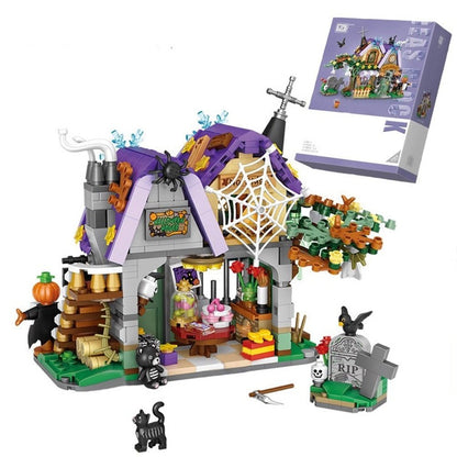 New LOZ MINI Halloween Pumpkin Ghost House Building Block Creative Friends Roleplay Party Hut Bricks Toys Halloween Kids Gifts Jurassic Bricks
