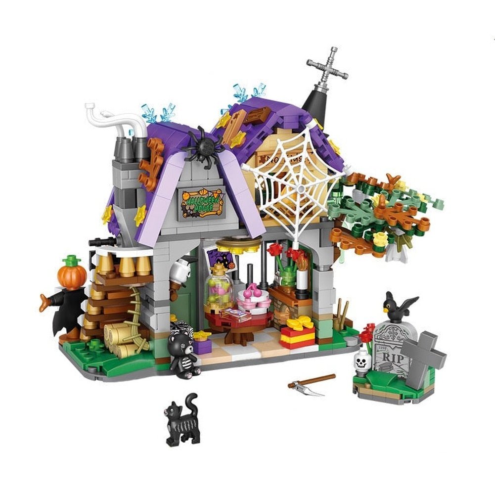 New LOZ MINI Halloween Pumpkin Ghost House Building Block Creative Friends Roleplay Party Hut Bricks Toys Halloween Kids Gifts Jurassic Bricks