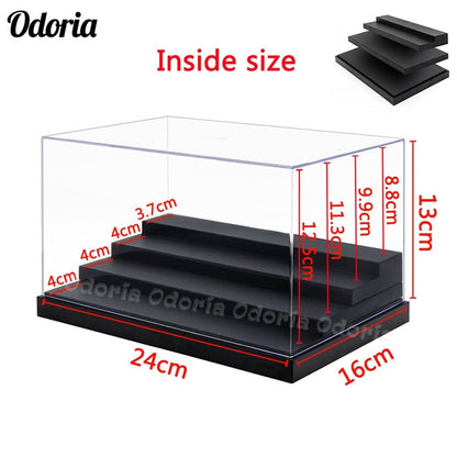 Odoria 1/2/3/4 Steps Acrylic Display Case Large Dustproof Clear Box Cabinet for 1/87 1/35 Action Figures Collectibles Model Jurassic Bricks