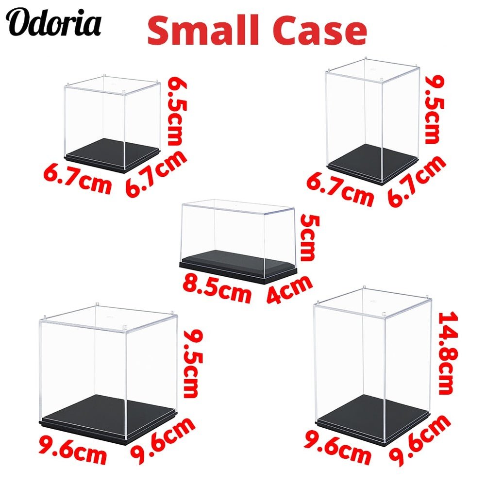 Odoria 7/9/14cm Small Acrylic Display Case Dustproof Clear Cube Box Anime Action Mini Figures Collectibles Doll 1:64 Car Model Jurassic Bricks