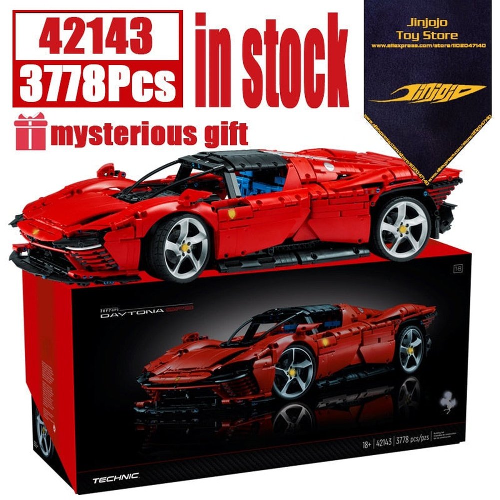 Premium 3778 Pcs Technical Ferraried Daytona SP3 42143 Supercar Model Building Block Toy For Boy Girls Gift LED power pack Jurassic Bricks