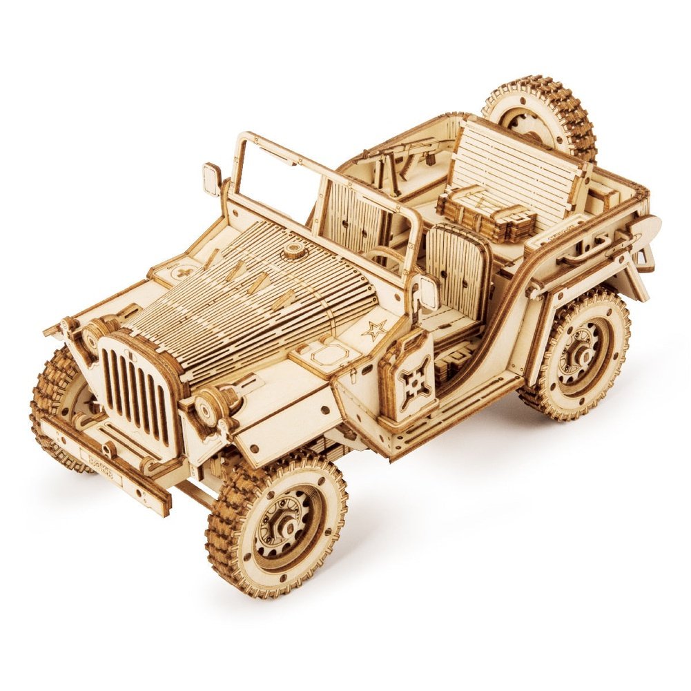 Robotime 3D Puzzle Movable Steam Train, Car, Assembly Toy Gift for Children Adult Wooden Model Building Block Kits Jurassic Bricks