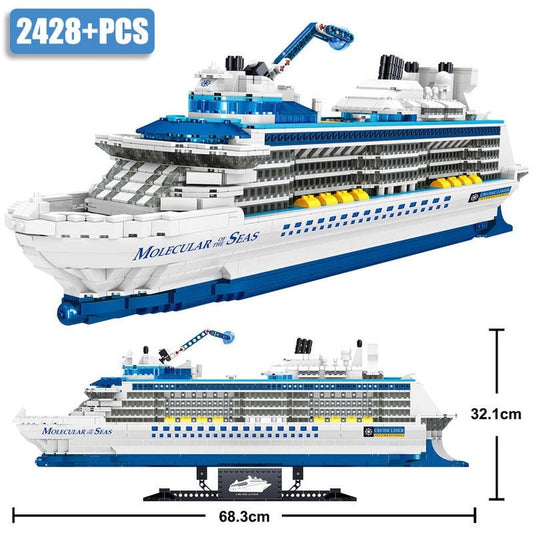 Custom MOC Same as Major Brands! 2023 City 2428pcs Cruise Liner Model Building Blocks Creative DIY Big Ship Ocean Liner White Boat Bricks toys