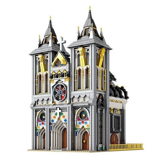 MOC NON LEGO 66027 Creative Expert Street Views Medieval City Church Moc Bricks Modular House Model Building Blocks Toys Famous Architecture