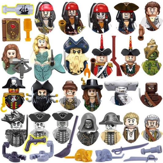 Custom MOC Same as Major Brands! Pirates of The Caribbean Jack Sparrow Classic Movie Figures Head Accessories Building Blocks toys  Series-086
