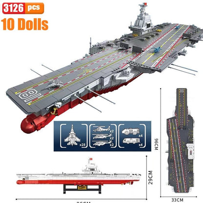 Sembo Block ShanDong Aircraft Carrier With LED Building Blocks Military Battleship Brick Weapon Warship Toys Warcraft Ship Boat Jurassic Bricks