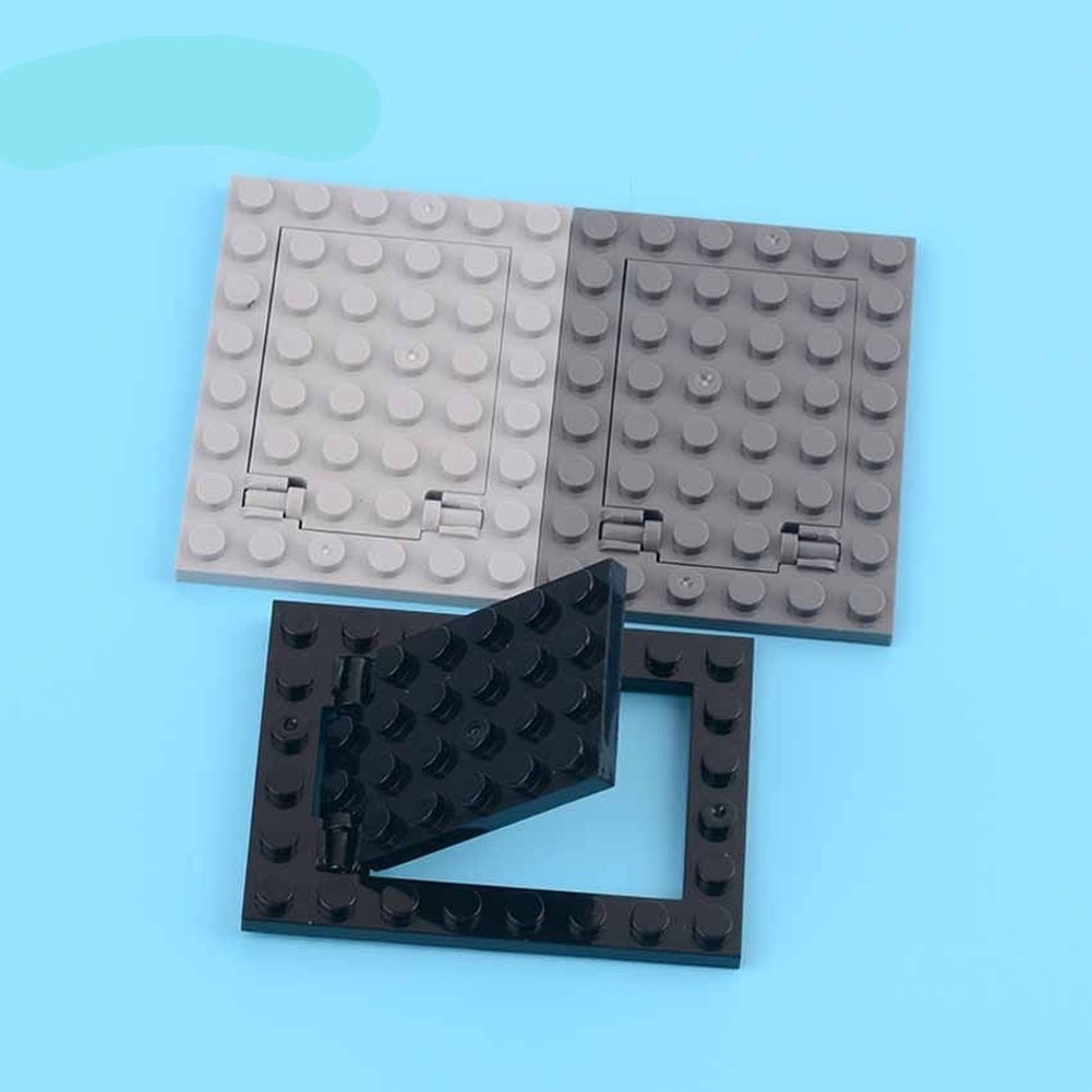 Smartable Plate 6x8 Trap Door Frame Flush+4x5 Trap Door Flat Hinge Building Block Parts MOC Toys compatible 92099+92107 6pcs/lot Jurassic Bricks