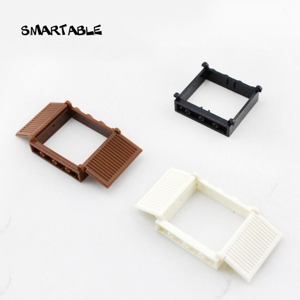Smartable Window Frame 1x4x3 With Corrugated Window Building Blocks Parts Toys Compatible All Brand 3853+3856 City Toy 20pcs/lot Jurassic Bricks