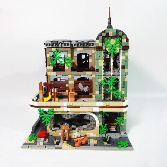 Super 18k Ruin Restaurant K125 Doomsday City Street View Series Modular MOC Building Blocks Small Particles Assembled Toy Gift K&B Brick Store