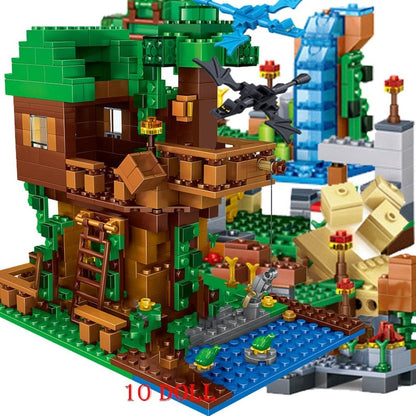Custom MOC Same as Major Brands! The Farm Cottage Building Blocks Mountain Cave My Worlds Village Warhorse City Tree House With Elevator Bricks Toys