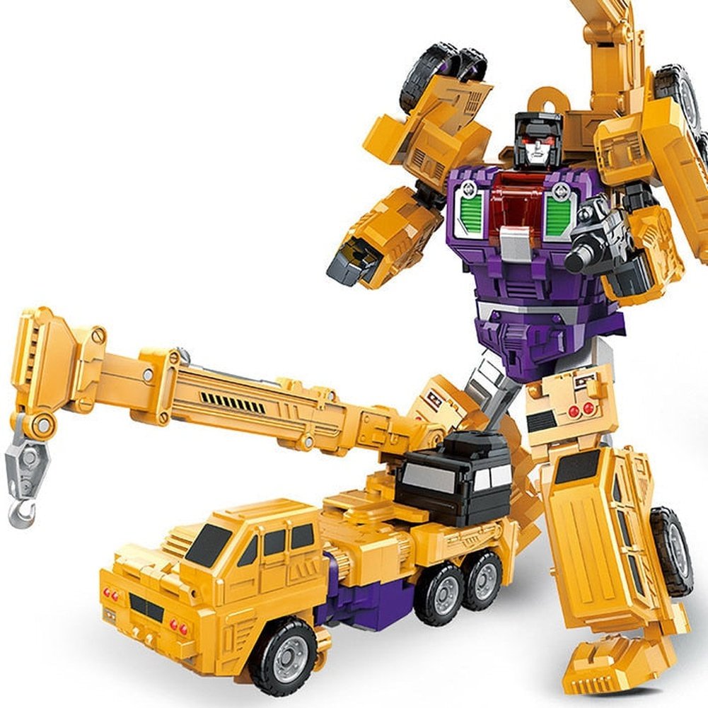 Transformation Robot Toy 6 in1 Engineering Vehicle Model Educational Assembling Deformation Action Figure Car Toy for Children Jurassic Bricks