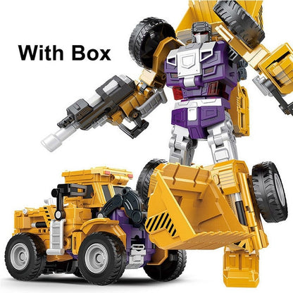 Transformation Robot Toy 6 in1 Engineering Vehicle Model Educational Assembling Deformation Action Figure Car Toy for Children Jurassic Bricks