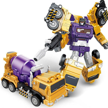 Transformation Robot Toy 6 in1 Engineering Vehicle Model Educational Assembling Deformation Action Figure Car Toy for Children Jurassic Bricks