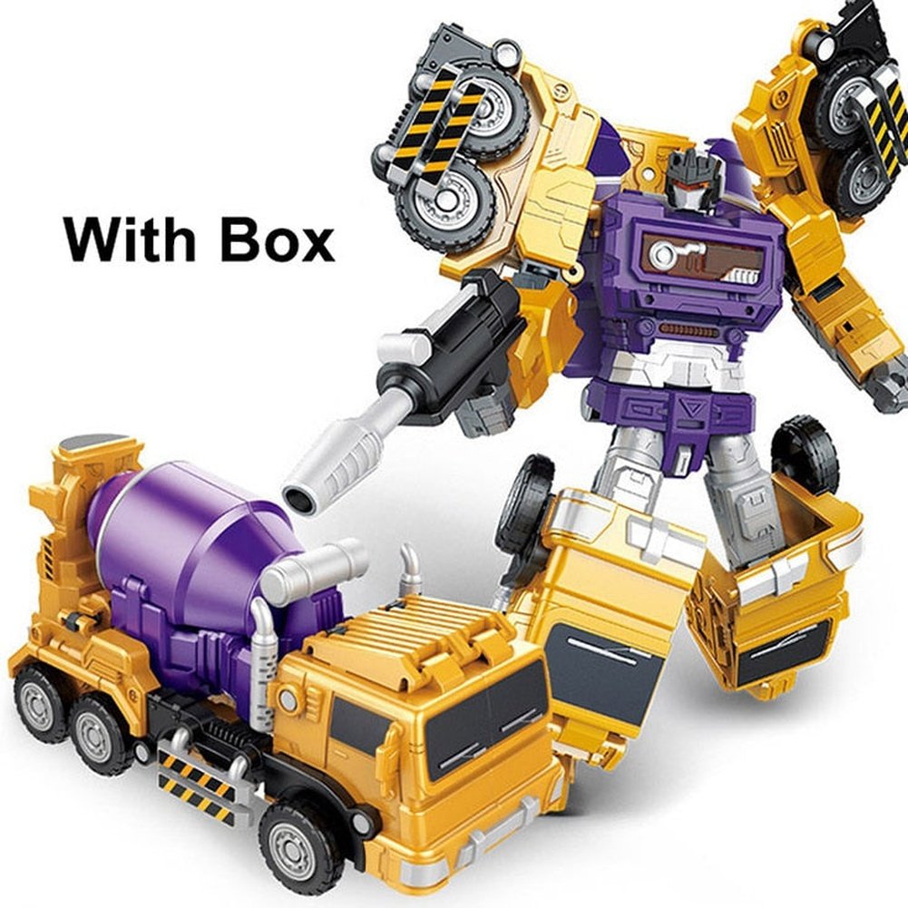 Transformation Robot Toy 6 in1 Engineering Vehicle Model Educational Assembling Deformation Action Figure Car Toy for Children Jurassic Bricks
